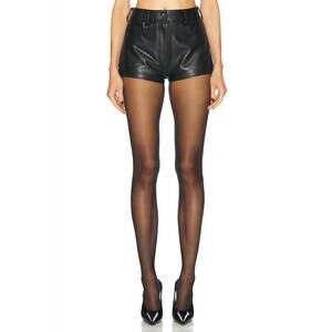 NEW NORMA KAMALI high‑waist faux leather shorts in jet black